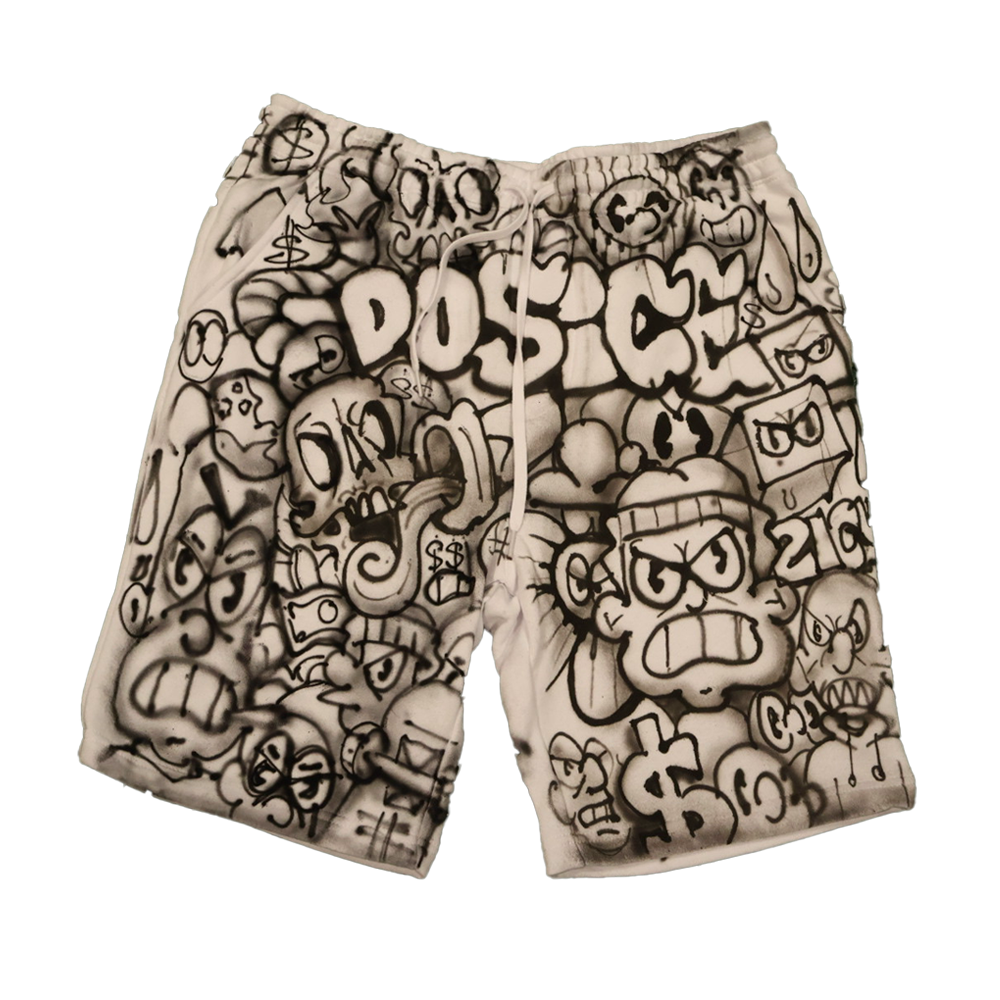 White airbrushed shorts