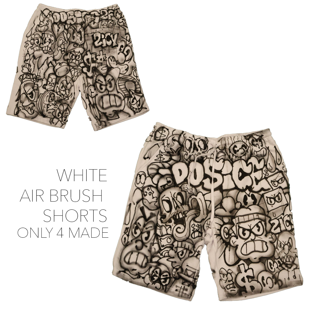 White airbrushed shorts