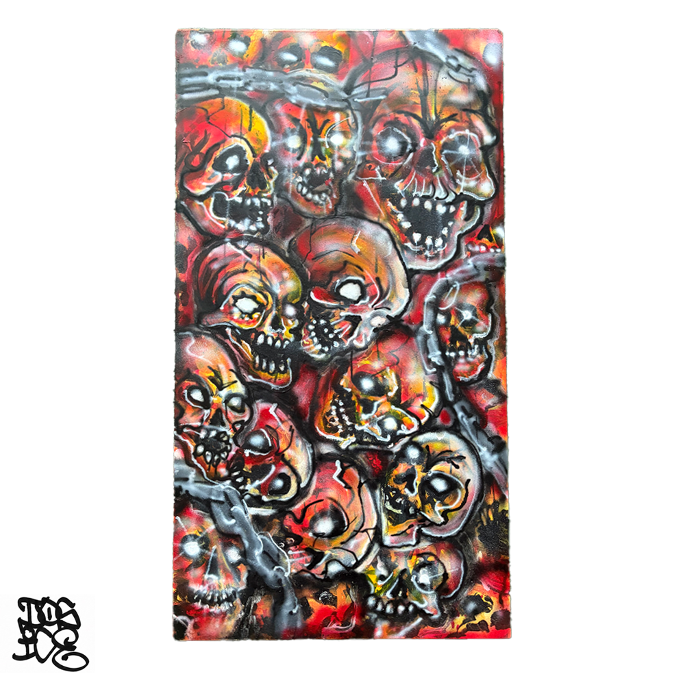 RED DOSICE SKULL PAINTING