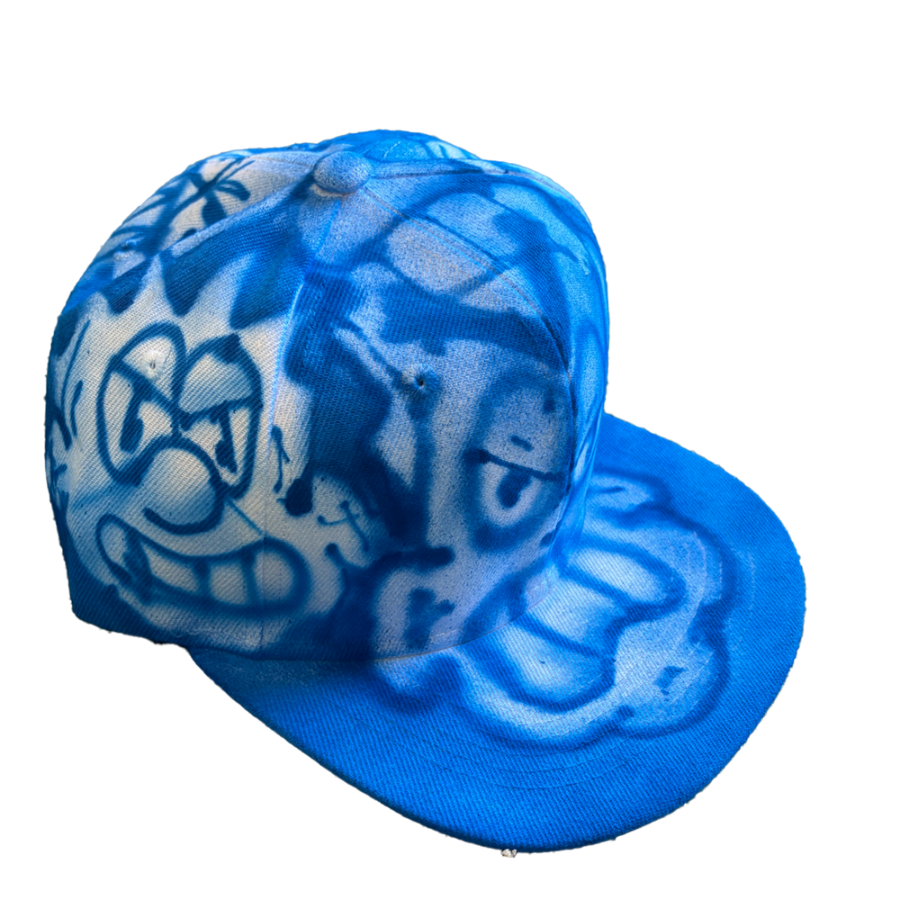 AIRBRUSHED BLUE FACES BASEBALL HAT