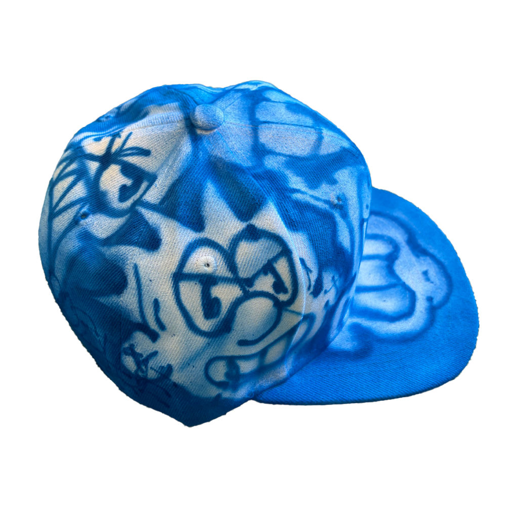 AIRBRUSHED BLUE FACES BASEBALL HAT